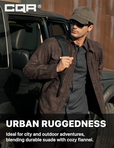 41BSRAXUMtL.jpg Men's Flannel Lined Shirt Jackets, Long Sleeved Rugged Plaid Cotton Brushed Suede Shirt Jacket