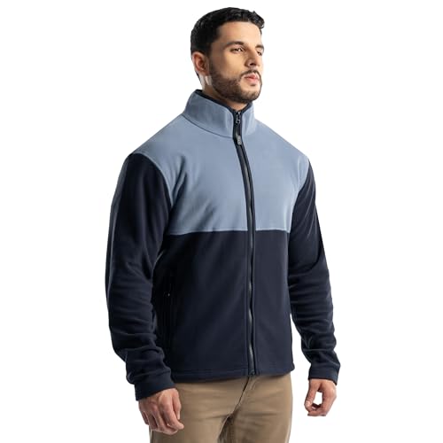 Men's Color Block Micro Fleece Mock Neck Jacket