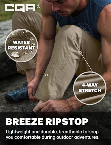 Men's Lightweight Vent Hiking Pants, Water-Resistant & Breathable Sports Outdoor Athletic Pants with Elastic Waist
