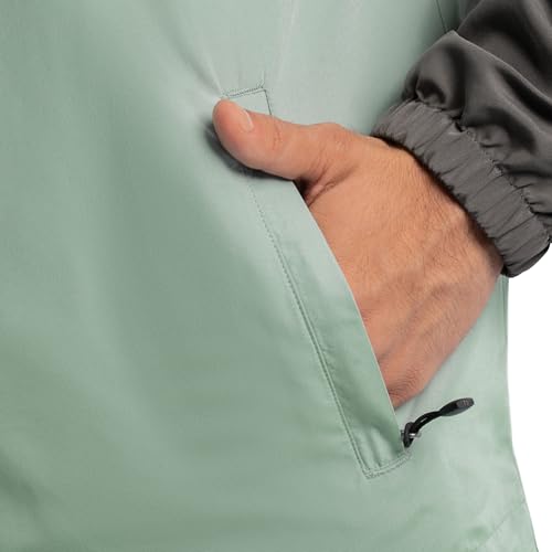 Men's Water Repellent Colorblock Raglan Half Zip Packable Windbreaker Jacket