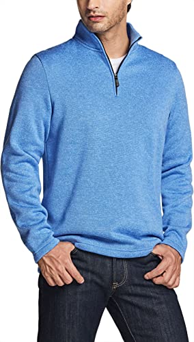 41DFSMtZHsL.jpg Men's Quarter Zip Thermal Fleece Lined Sweater, Winter Lightweight Soft Pullover Collar Sweatshirt