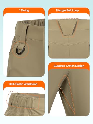 Men's Convertible Hiking Pants Waterproof Quick Dry Zip-Off Lightweight Tactical Multi-Pocket Outdoor Fishing Safari Trousers