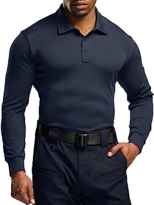 Men's Polo Shirt, Long Sleeve Tactical Shirts, Outdoor UPF 50+ Pique Shirt, Dry Fit Lightweight Golf Shirts
