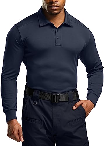 Men's Polo Shirt, Long Sleeve Tactical Shirts, Outdoor UPF 50+ Pique Shirt, Dry Fit Lightweight Golf Shirts