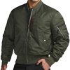 Men's Casual Bomber Jacket, Outdoor Fall/Winter Zip-Up Windbreaker, Water Resistant Padded MA-1 Flight Jacket with Pocket