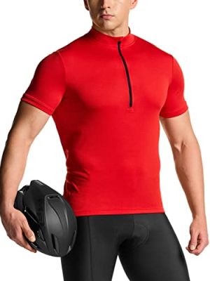 Men's Short Sleeve Bike Cycling Jersey, Quick Dry Breathable Reflective Biking Shirts with 3 Rear Pockets