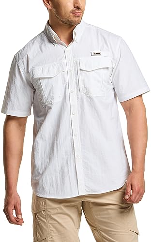 41GnuVNEQsL.jpg Men's Performance Fishing Shirt, Outdoor Recreation Short Sleeve Shirt, UPF 50+ Breathable Button Down Shirts
