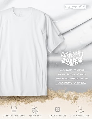 Men's Rashguard Swim Shirts, UPF 50+ Protection Quick Dry, Stretch Comfort Fit, Flatlock Seams, Outdoor & Water Sports