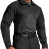 Men's Combat Shirt Tactical 1/4 Zip Long Sleeve Military BDU Shirts Camo EDC Top with Pockets