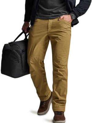 Men's Winter Fleece Lined Pants, Water-Resistant Outdoor Stretch Work Pants, Windproof Casual Pants with Pockets