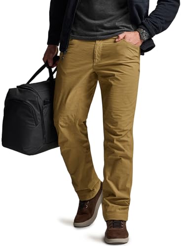 Men's Winter Fleece Lined Pants, Water-Resistant Outdoor Stretch Work Pants, Windproof Casual Pants with Pockets