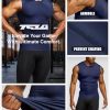 Men's Sleeveless Workout Shirts, Dry Fit Running Compression Cutoff Shirts, Athletic Training Tank Top