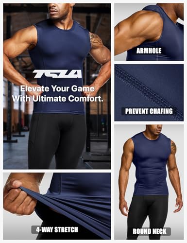 Men's Sleeveless Workout Shirts, Dry Fit Running Compression Cutoff Shirts, Athletic Training Tank Top
