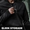Men's Quarter Zip Utility Fleece Pullover, Outdoor Casual Thermal Sweater, Chest Zipper Pocket, Mock Neck Long Sleeve