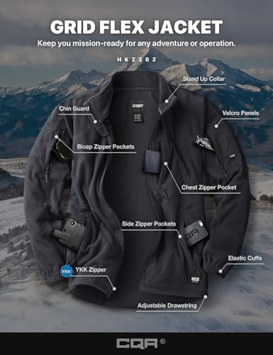 Men's Full-Zip Tactical Jacket, Soft Warm Military Winter Fleece Jackets, Outdoor Coats with Zipper Pockets
