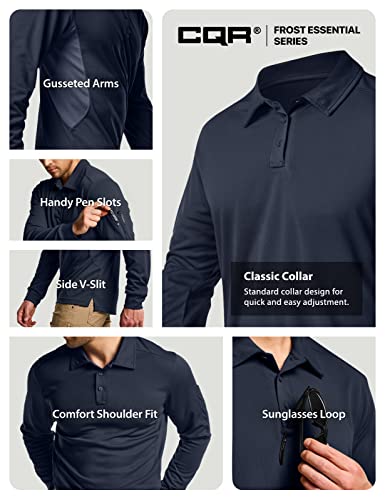 Men's Polo Shirt, Long Sleeve Tactical Shirts, Outdoor UPF 50+ Pique Shirt, Dry Fit Lightweight Golf Shirts