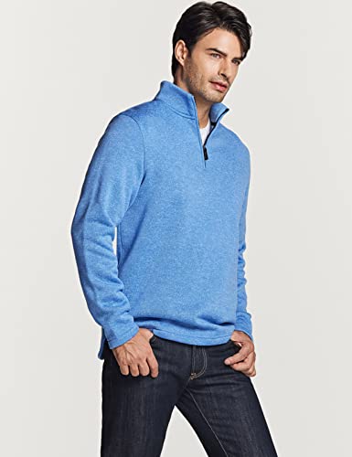 41KvBDywmTL.jpg Men's Quarter Zip Thermal Fleece Lined Sweater, Winter Lightweight Soft Pullover Collar Sweatshirt