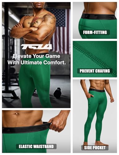 Men's Compression Pants, Cool Dry Athletic Workout Running Leggings Tights with Pockets