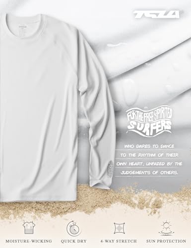 Men's Rashguard Swim Shirts, UPF 50+ Cool Running Workout Loose-Fit Long Sleeve