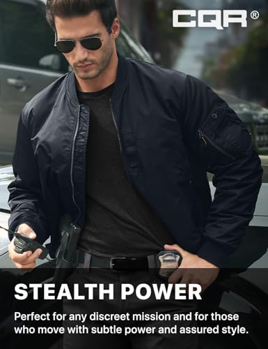 Men's Casual Bomber Jacket, Outdoor Fall/Winter Zip-Up Windbreaker, Water Resistant Padded MA-1 Flight Jacket with Pocket