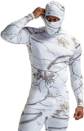 Men's Long Sleeve Workout Shirts Hoodie with Mask, UPF 50+ Cool Dry Fit Sports Compression Shirts