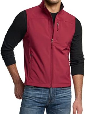 Men's Sleeveless Softshell Vest, Full-Zip Windbreaker Vest, Outdoor Golf Travel Hiking Vest
