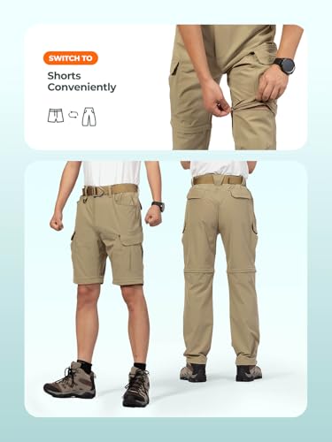 Men's Convertible Hiking Pants Waterproof Quick Dry Zip-Off Lightweight Tactical Multi-Pocket Outdoor Fishing Safari Trousers