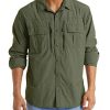 41PlBk48vdL.jpg Fishing Shirt for Men, Long Sleeve Shirt Quick Dry Fit, Tactical Shirt Button Up, Work Shirt Lightweight Safari