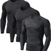 Men's UPF 50+ Compression Shirts, Cool Dry Long Sleeve Athletic Tops, Sports Baselayer Workout Shirt