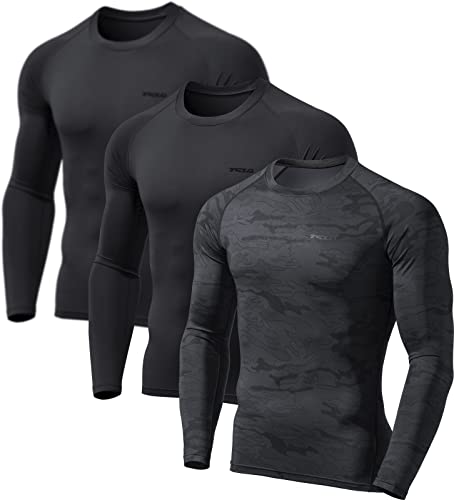 Men's UPF 50+ Compression Shirts, Cool Dry Long Sleeve Athletic Tops, Sports Baselayer Workout Shirt