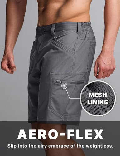 Men's Quick Dry Stretch Hiking Cargo Shorts, Lightweight Water Resistant Tactical Casual, Golf & Outdoor with Pockets