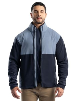 Men's Color Block Micro Fleece Mock Neck Jacket