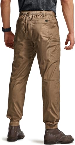 Men's Flex Lightweight Joggers, Elastic Waist Drawstring Casual Pants, Tapered Fit Water Resistant Outdoor Cargo Pants