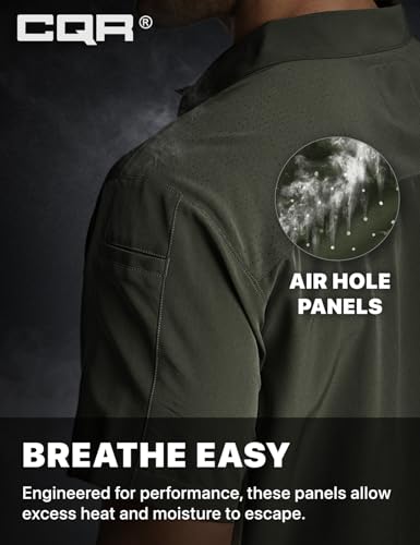 Men's Short Sleeve Tactical Shirts, UPF 50+ Ripstop Military Work Shirts, Breathable Button Down Outdoor Hiking Shirt