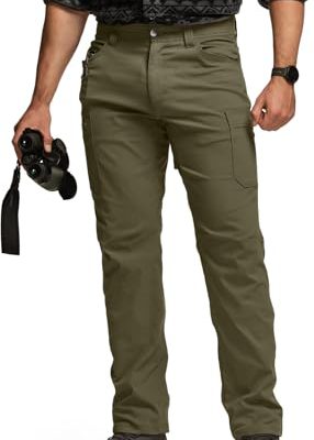 Men's Active Flex Tactical Pants, Water Resistant Lightweight Stretch Cargo Work Hiking Pants