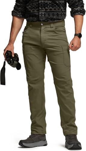 Men's Active Flex Tactical Pants, Water Resistant Lightweight Stretch Cargo Work Hiking Pants