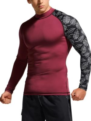 Men's UPF 50+ Long Sleeve Rash Guard, UV/SPF Quick Dry Swim Shirt, Water Surf Swimming Shirts