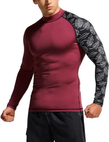 Men's UPF 50+ Long Sleeve Rash Guard, UV/SPF Quick Dry Swim Shirt, Water Surf Swimming Shirts