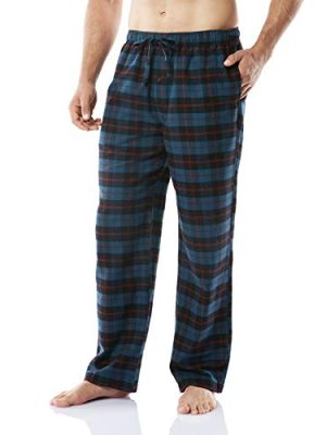 Men's 100% Cotton Plaid Flannel Pajama Pants, Brushed Soft Lounge & Sleep PJ Bottoms with Pockets