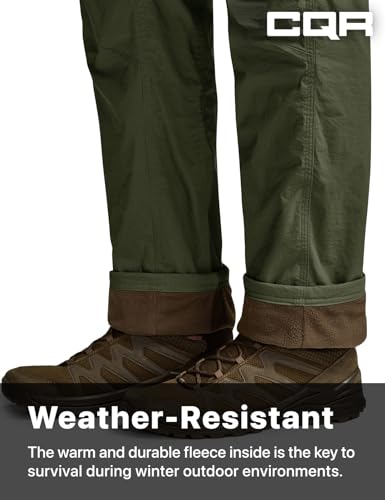 Men's Winter Fleece Lined Pants, Water-Resistant Outdoor Stretch Work Pants, Windproof Casual Pants with Pockets