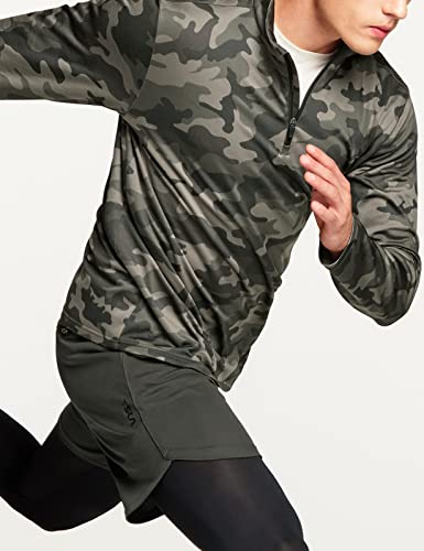 Men's Quarter Zip Thermal Pullover Shirts, Winter Fleece Lined Lightweight Running Sweatshirt