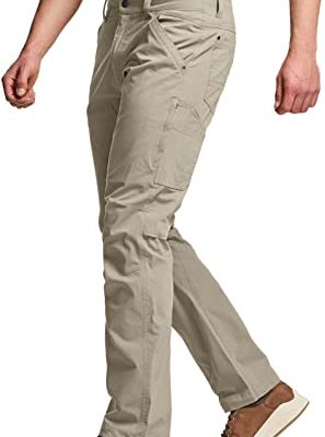 Men's Vent Stretch Pants, Quick Dry Lightweight Casual Cargo Pants, Water Resistant Straight-Fit Utility Work Pants