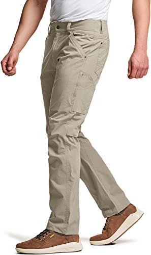 Men's Vent Stretch Pants, Quick Dry Lightweight Casual Cargo Pants, Water Resistant Straight-Fit Utility Work Pants