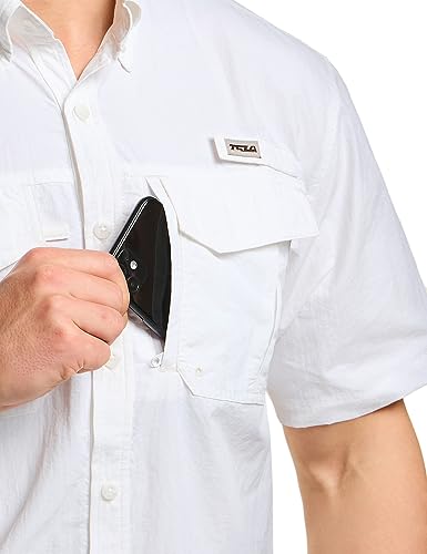 41VGoRa-ImL.jpg Men's Performance Fishing Shirt, Outdoor Recreation Short Sleeve Shirt, UPF 50+ Breathable Button Down Shirts