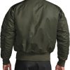 Men's Casual Bomber Jacket, Outdoor Fall/Winter Zip-Up Windbreaker, Water Resistant Padded MA-1 Flight Jacket with Pocket