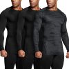 Men's UPF 50+ Compression Shirts, Cool Dry Long Sleeve Athletic Tops, Sports Baselayer Workout Shirt