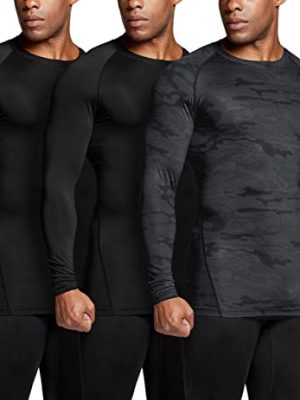 Men's UPF 50+ Compression Shirts, Cool Dry Long Sleeve Athletic Tops, Sports Baselayer Workout Shirt