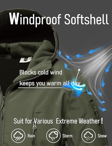41Wl33pKzvL.jpg Men's Tactical Jacket 7 Pockets Performance Fleece Lined Water Resistant Ski Snow Soft Shell Winter Coats
