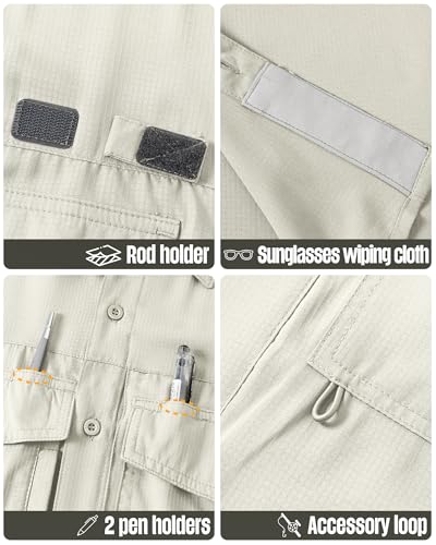 Men's Fishing Shirts Lightweight Cool Quick Dry Sun Protection UV Short Sleeve Shirt for Casual Hiking Safari Travel