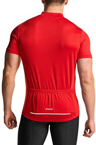 Men's Short Sleeve Bike Cycling Jersey, Quick Dry Breathable Reflective Biking Shirts with 3 Rear Pockets